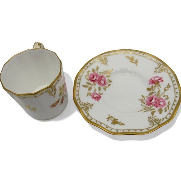 Royal CROWN DERBY Pinxton Pink Roses Cup And Saucer A1155 England Vintage - Picture 3 of 12